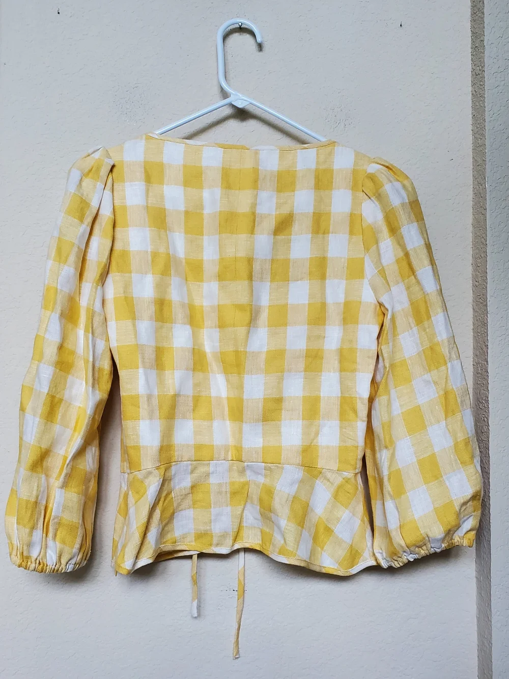 Reformation Barrett Linen Top Dandelion Check Size 6